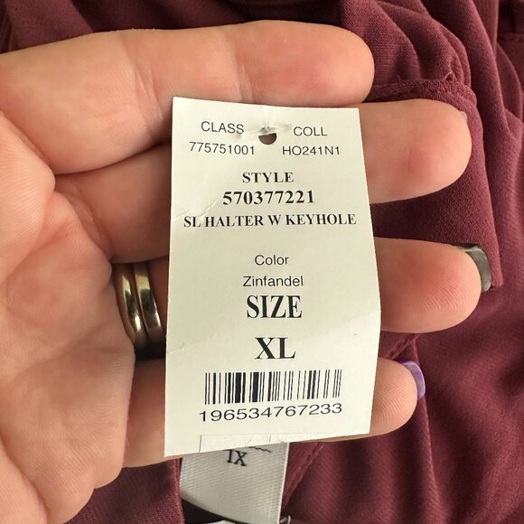 NWT White House Black Market Sleeveless Halter Keyhole Top Zinfandel XL #WHBM5 - Picture 4 of 7